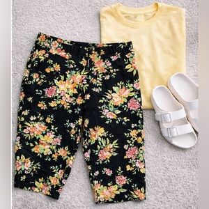 Torrid Floral Bike Shorts Size 0 Black Pink Orange Stretch Cotton Plus Size